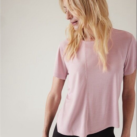 ATHLETA SMOCKED MAUVE SHORT SLEEVE RELAXED TEE size‎ 2X - Picture 1 of 8